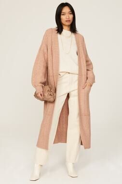 Love, Whit by Whitney Port Beige Wool Blend Oversized Long Cardigan Sweater L